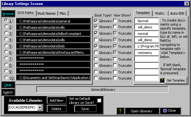 Settings screen